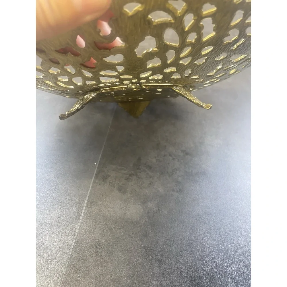 Tamar Brass Hand Painting Enamel 3 Footed Fruit Bowl Made in Israel